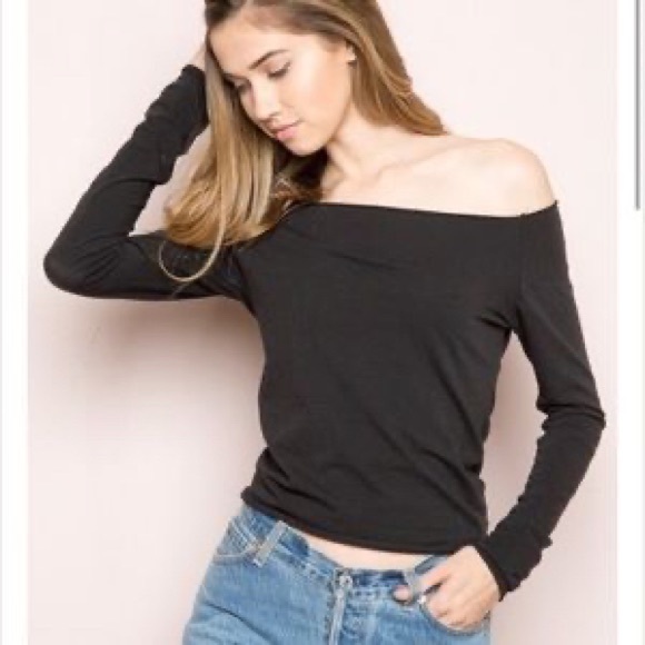 Brandy Melville Tops - 2/$45 Brandy Melville- Black Off Shoulder Crop Top